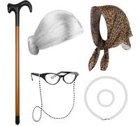 Costume da nonna, per bambini, 100 giorni, per la scuola, costume da nonna, per giochi di ruolo, realistici, da vecchia signora