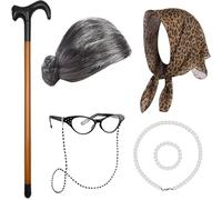Costume da nonna, per bambini, 100 giorni, per la scuola, costume da nonna, per giochi di ruolo, realistici, da vecchia signora