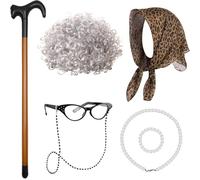 Costume da nonna, per bambini, 100 giorni, per la scuola, costume da nonna, per giochi di ruolo, realistici, da vecchia signora