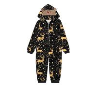 Costume da notte da donna per bambini, per Natale, pigiama adatto per tutta la famiglia, carino tuta a maniche lunghe con motivo cervo, morbido pigiama da donna a maniche lunghe, gold, 5-6 Jahre