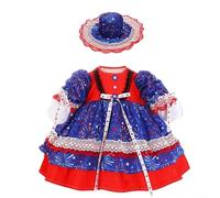 Costume da oca da giardino patriiotico da 2 pezzi per il 4 luglio: abito rosso bianco blu e cappello con motivo fuochi d'artificio, vestito in tessuto resistente alle intemperie per oche prato da 58,4