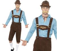 Costume Da Oktoberfest Da Uomo Lederhosen Bavarese Abito Elegante M-XL