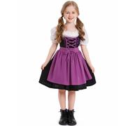 Costume da Oktoberfest per ragazze, vestito da cameriera bavarese, grembiule per carnevale, Halloween, costumi, Viola, 14-16 anni