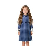Costume da orfano di Halloween per bambini, costume da orfano Esther Cosplay Outfits, vestito vintage a maniche lunghe con colletto Peter Pan blu a quadri