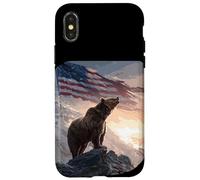 Costume da orso bruno con bandiera USA per gli amanti dei simboli Custodia per iPhone X/XS