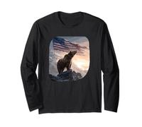 Costume da Orso Bruno con Bandiera USA per Gli Amanti dei Simboli Maglia a Manica