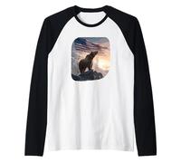 Costume da Orso Bruno con Bandiera USA per Gli Amanti dei Simboli Maglia con Maniche Raglan