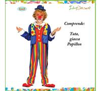 Costume da Pagliaccio Bambino Clown vestito multicolore feste a tema Carnevale