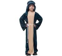 Costume da pastore Joseph per bambini, costume da presepe per cosplay | Set di 4 pezzi con vestaglia, copricapo, cinture, stampella, per giochi di ruolo scolastici, costume natalizio (Giuseppe