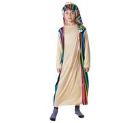 Costume da pastore Joseph per bambini, costume da presepe per cosplay | Set di 4 pezzi con vestaglia, copricapo, cinture, stampella, per giochi di ruolo scolastici, costume natalizio (Giuseppe