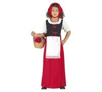 Guirca Costume Locandiera-Pastora Bambine 10-12 anni Vestito, Grembiule e Fazzoletto Rosso