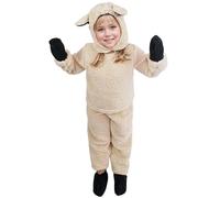 Costume da Pecora per Bambini per Carnevale e presepe Set di 5 Pezzi di Peluche in Top, Pantaloni e Accessori Caldo Travestimento Animale