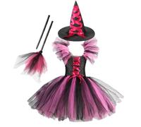 Costume da per Bambine con Cappello, Scopa e Vestito di Tulle Fantasy