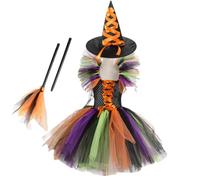 Costume da per Bambine con Cappello, Scopa e Vestito di Tulle Fantasy