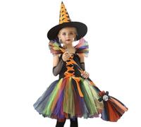 Costume da per Bambine e Ragazze con Scopa, Cappello di , Costumi per | Abito da Principessa di Halloween per Bambine Feste, Mascherate, Carnevale e Spettacoli Teatrali