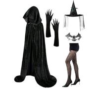 Costume da per donna, set di cappello da, cappello gotico, guanti bassi maschera in pizzo, per Halloween, cosplay, feste, Steampunk, travestimento, gioco di ruolo, Nero, Se référer au