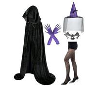 Costume da per donne adulte, set cosplay - mantello, cappello, guanti, maschera in pizzo e calze per cosplay, matrimonio gotico, festa rinascimentale, viola., Se référer au descriptif