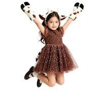 Costume da per ragazza,Set vestito da ragazza con fascia a coda e guanti a forma di - Vestito tutu per ragazza, per concerto, festa, cosplay, carnevale, mascherata ed evento scolastico