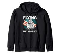 Costume da Pilota Aereo Che vola Il Mio Stile di Vita Aviazione Felpa con Cappuccio
