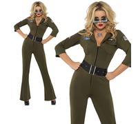 Costume Da Pilota Aviatore Top Gun Per Donne Anni '80 Outfit Elegante XS-M