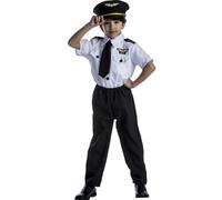 Dress Up America Costume da Pilota per Bambini - Costume Pilota Bambino - Uniforme da Capitano di Linea Aerea, Grande, Nero e Bianco