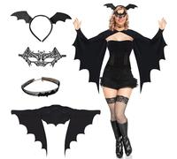 Costume da pipipistrello, costume da carnevale, da donna, costume da diavolo, ali di pipipistrello, per adulti con maschera, cerchietto per capelli, set di collana sexy con ali e vampiri, Halloween