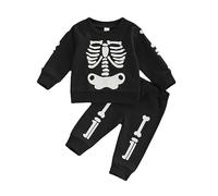 Costume Da Pipistrello Di Halloween Per Bambini Set Pagliaccetto Scheletro Stampa Top+Pantaloni Completo Di Halloween Tutine Neonato Invernali Unisex Vestito Da Carnevale Bambino Neonato 0-24 Mesi