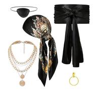 Costume da pirata, accessorio da uomo, foulard, fascia, cintura, cosplay, con collana e orecchini, per giochi di ruolo, cosplay, feste in maschera, carnevale, servizi fotografici