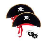 Costume da pirata con cappello con stampa teschio palmare e benda, ornamento per bambini, forniture per feste di Halloween, costume da pirata di Halloween