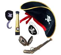 Costume da pirata con cappello con stampa teschio palmare e benda, ornamento per bambini, forniture per feste di Halloween, costume da pirata di Halloween