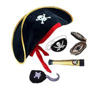 Costume da pirata con cappello con stampa teschio palmare e benda, ornamento per bambini, forniture per feste di Halloween, costume da pirata di Halloween