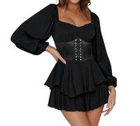 Costume da pirata da donna, abito da pirata bianco da donna, mini abiti con spalle scoperte con pantaloncini integrati nel fondo, costume da pirati, vestito 2 in 1, costume da Halloween da donna