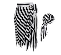 Costume da pirata da donna, costume da pirata per Halloween, costume da pirata, bandana a righe, gonna da capitano rinascimentale, per sfilata