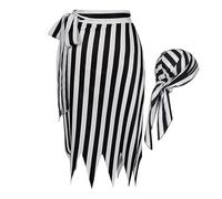 Costume da pirata da donna, per Halloween, giochi di ruolo, costume da pirata da donna, vestito da capitano a bandana a righe