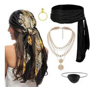 Costume da pirata da donna sciarpa per testa e collana di Halloween | accessori pirata adulto Halloween per travestimento, servizio fotografico, vacanze, spettacolo, festival,