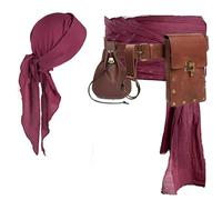 Costume da pirata fascia testa sciarpa cintura marsupio portamonete Steampunk porta telefono medievale rinascimentale accessorio cosplay, Borsa-marrone, Taglia unica, Rinascimento