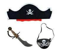 Costume da pirata per bambini con cappello e benda per gli occhi, set di accessori per feste da 4 a 12 anni