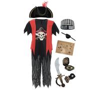 Costume da pirata per bambini e bambine - S - Dress Up Roleplay Book Week Day Set fascia bandana benda per gli occhi cappello capitano