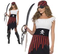 Costume Da Pirata Per Donne Buccaneer Pirati Abito Elegante Adulti UK 8-22