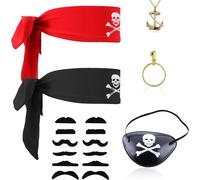 Costume da Pirata Vestito Mascherato per Halloween Set di Accessori 6 Elementi