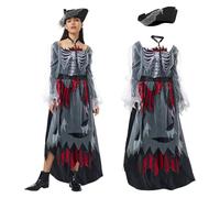 Costume da pirata zombie, da donna, per il rinascimento, per Halloween, carnevale, cosplay, costume da pirata, costume da regina (S)