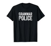 Costume da Polizia grammaticale Donne e Uomini correggendo la Grammatica Maglietta con Stampa Grafica Economica, Uomo, Nero, S