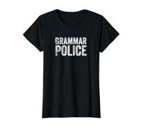 Costume da Polizia grammaticale Donne e Uomini correggendo la Grammatica Maglietta con Stampa Grafica Economica, Donna, Nero, S