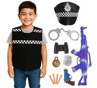 Costume da polizia per bambini con cappello, gilet, distintivo, pistole giocattolo, manette e altro, kit per giochi di ruolo, per ragazzi e ragazze