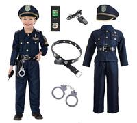 Costume da polizia per bambini con walkie-talkie, bacchetta da tatto, cavezza e fischietto per triller, set di giocattoli della polizia, per carnevale, cosplay, per 2-12 anni (set da 7 pezzi, 2-4 anni