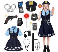 Costume da polizia per bambini, costume da polizia, per bambini, con cappello della polizia, manette, cavezze, costume della polizia per ragazze, Halloween, giocattoli, carnevale, cosplay