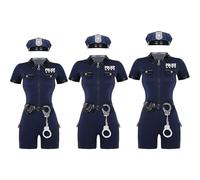 Costume da poliziotta da donna, costume da poliziotto per Halloween, morbido e confortevole, con vestiti, cappelli, manette, portafogli, cinture per il gioco di ruolo di Halloween, costumi di Hal