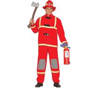 Costume da pompiere carnevale uomo adulto M/L travestimento vigile del fuoco