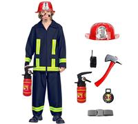 Costume da Pompiere per Bambino, 8PCS del Fuoco, Capo dei Pompieri Cosplay per Vestito Carnevale Halloween Esercitazioni Antincendio 1 2 anni