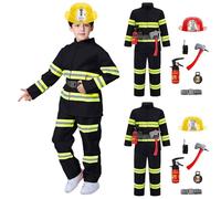 Costume da Pompiere per Bambino, 8PCS del Fuoco, Capo dei Pompieri Cosplay per Vestito Carnevale Halloween Esercitazioni Antincendio 1 2 anni